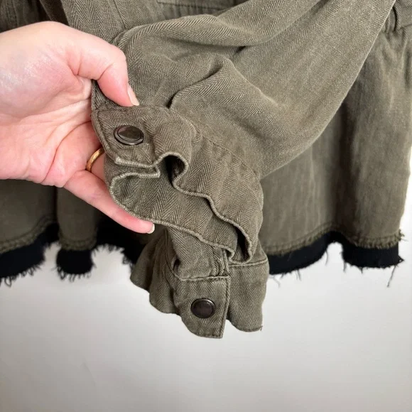 Free People Soft Peplum Hooded Military Army Green Cargo Jacket size Large - Picture 13 of 15